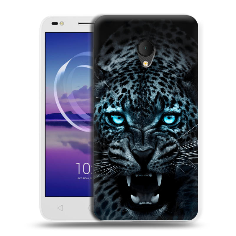 Силиконовый чехол на Alcatel U5 HD 5047d с принтом Темный леопард Силиконовый чехол на Alcatel U5 HD 5047d с принтом Темный леопард