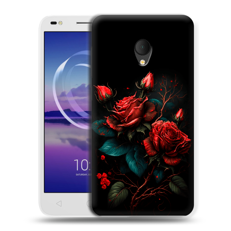 Силиконовый чехол на Alcatel U5 HD 5047d с принтом Розы красные Силиконовый чехол на Alcatel U5 HD 5047d с принтом Розы красные