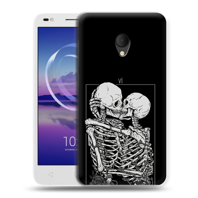 Силиконовый чехол на Alcatel U5 HD 5047d с принтом Поцелуй скелетов Силиконовый чехол на Alcatel U5 HD 5047d с принтом Поцелуй скелетов