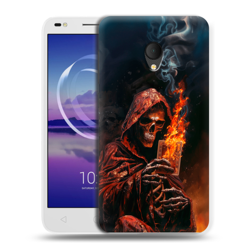 Силиконовый чехол на Alcatel U5 HD 5047d с принтом Скелет и карты Силиконовый чехол на Alcatel U5 HD 5047d с принтом Скелет и карты
