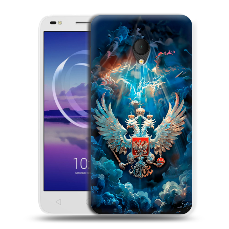 Силиконовый чехол на Alcatel U5 HD 5047d с принтом Герб флаг России Силиконовый чехол на Alcatel U5 HD 5047d с принтом Герб флаг России