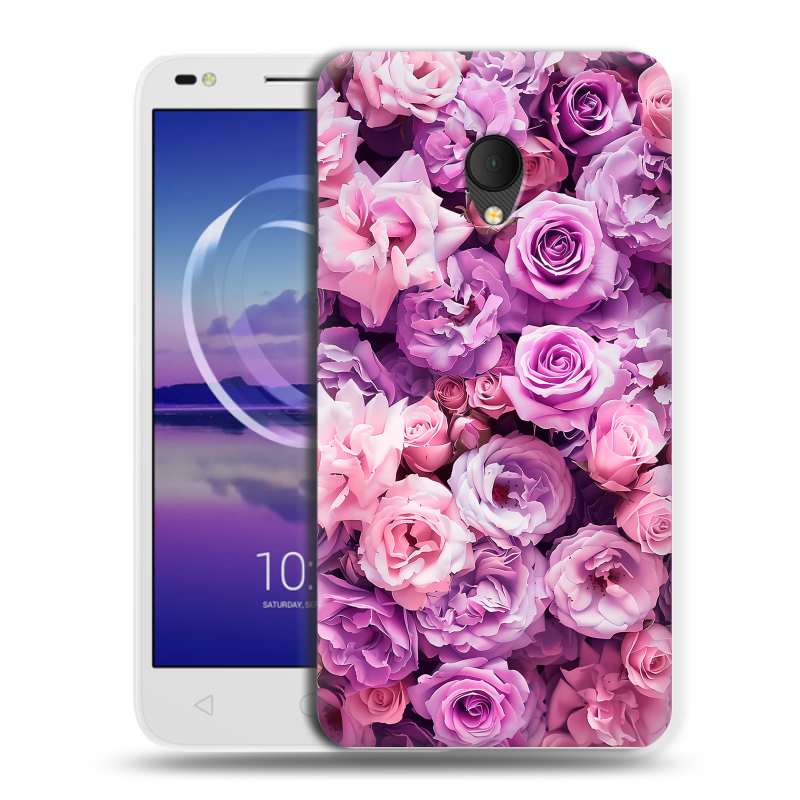 Силиконовый чехол на Alcatel U5 HD 5047d с принтом лавандовые розы Силиконовый чехол на Alcatel U5 HD 5047d с принтом лавандовые розы