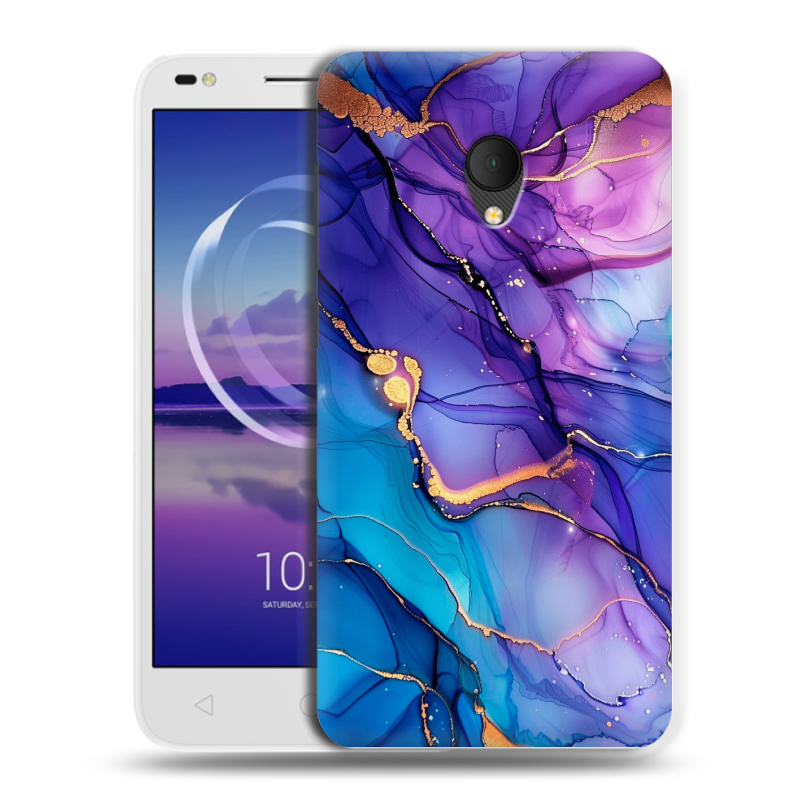 Силиконовый чехол на Alcatel U5 HD 5047d с принтом синий мрамор Силиконовый чехол на Alcatel U5 HD 5047d с принтом синий мрамор