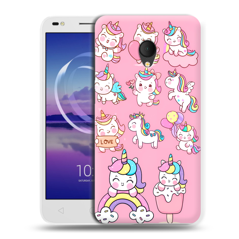 Силиконовый чехол на Alcatel U5 HD 5047d с принтом Единороги и радуга Силиконовый чехол на Alcatel U5 HD 5047d с принтом Единороги и радуга