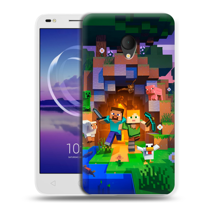 Силиконовый чехол на Alcatel U5 HD 5047d с принтом Майнкрафт Minecraft Силиконовый чехол на Alcatel U5 HD 5047d с принтом Майнкрафт Minecraft