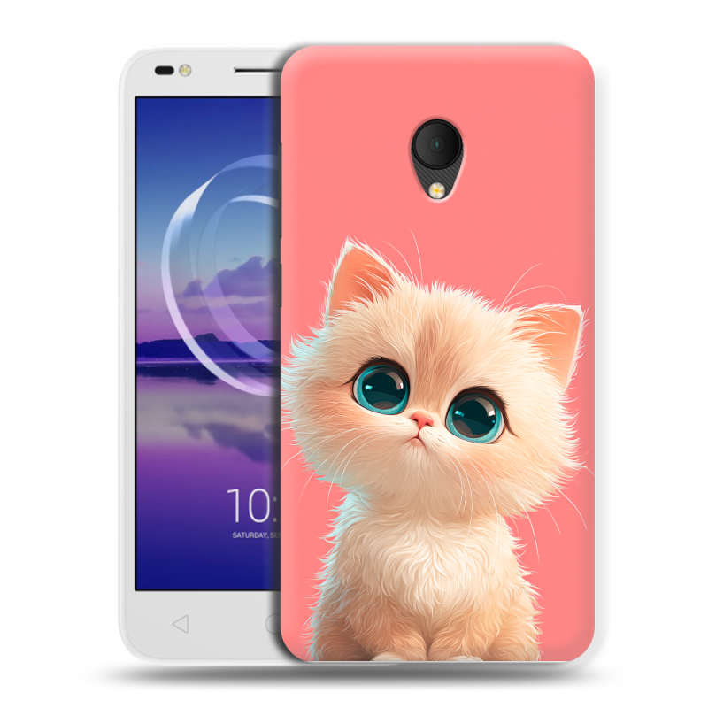 Силиконовый чехол на Alcatel U5 HD 5047d с принтом Розовый котенок Силиконовый чехол на Alcatel U5 HD 5047d с принтом Розовый котенок