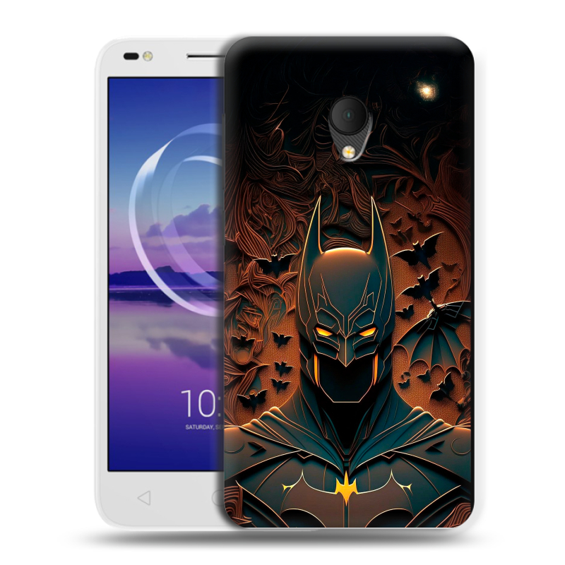 Силиконовый чехол на Alcatel U5 HD 5047d с принтом Batman Бэтмен Силиконовый чехол на Alcatel U5 HD 5047d с принтом Batman Бэтмен