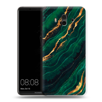 Силиконовый чехол на Huawei Mate 10 с принтом Мрамор зеленое золото Силиконовый чехол на Huawei Mate 10 с принтом Мрамор зеленое золото