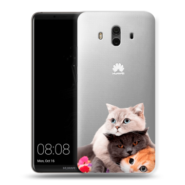 Силиконовый чехол на Huawei Mate 10 с принтом Кошки Силиконовый чехол на Huawei Mate 10 с принтом Кошки
