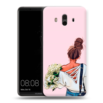 Силиконовый чехол на Huawei Mate 10 с принтом Девушка и букет Силиконовый чехол на Huawei Mate 10 с принтом Девушка и букет
