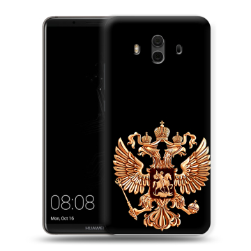 Силиконовый чехол на Huawei Mate 10 с принтом Герб России золотой
