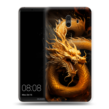 Силиконовый чехол на Huawei Mate 10 с принтом Золотой дракон