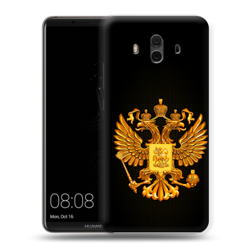 Силиконовый чехол на Huawei Mate 10 с принтом Герб России желтый