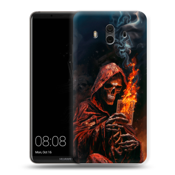 Силиконовый чехол на Huawei Mate 10 с принтом Скелет и карты