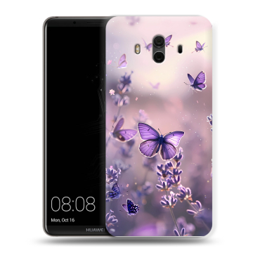 Силиконовый чехол на Huawei Mate 10 с принтом бабочки и лаванда