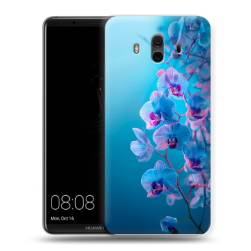 Силиконовый чехол на Huawei Mate 10 с принтом голубые орхидеи Силиконовый чехол на Huawei Mate 10 с принтом голубые орхидеи