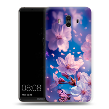Силиконовый чехол на Huawei Mate 10 с принтом цветы бабочки