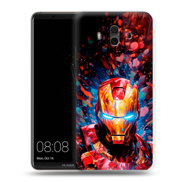 Силиконовый чехол на Huawei Mate 10 с принтом Железный человек Ironman
