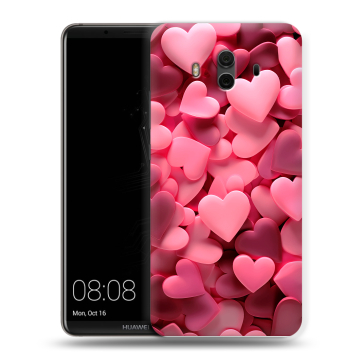 Силиконовый чехол на Huawei Mate 10 с принтом розовые сердечки