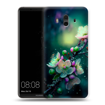 Силиконовый чехол на Huawei Mate 10 с принтом Цветы и мрамор