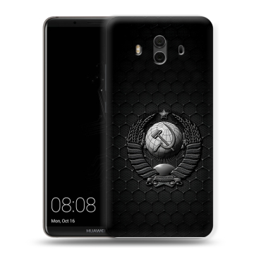 Силиконовый чехол на Huawei Mate 10 с принтом Герб Флаг СССР