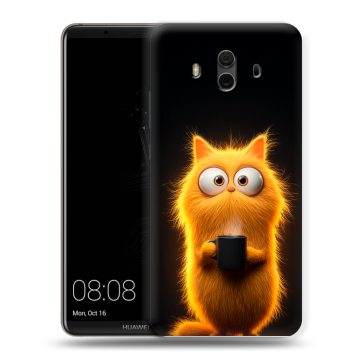 Силиконовый чехол на Huawei Mate 10 с принтом Смешной кот