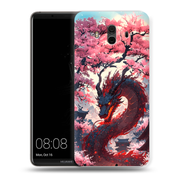 Силиконовый чехол на Huawei Mate 10 с принтом Дракон Японский