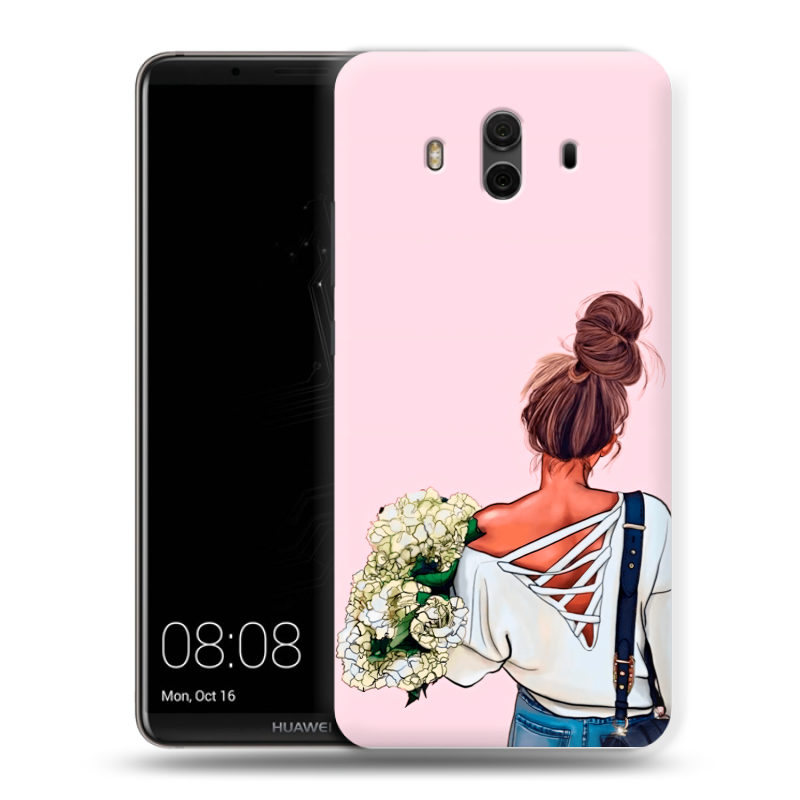 Силиконовый чехол на Huawei Mate 10 с принтом Девушка и букет Силиконовый чехол на Huawei Mate 10 с принтом Девушка и букет
