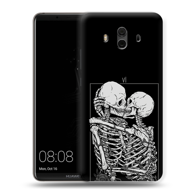 Силиконовый чехол на Huawei Mate 10 с принтом Поцелуй скелетов Силиконовый чехол на Huawei Mate 10 с принтом Поцелуй скелетов