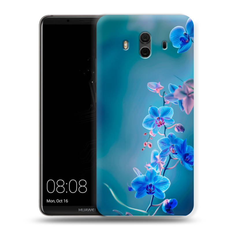 Пластиковый чехол на Huawei Mate 10 с принтом Голубые цветы Пластиковый чехол на Huawei Mate 10 с принтом Голубые цветы