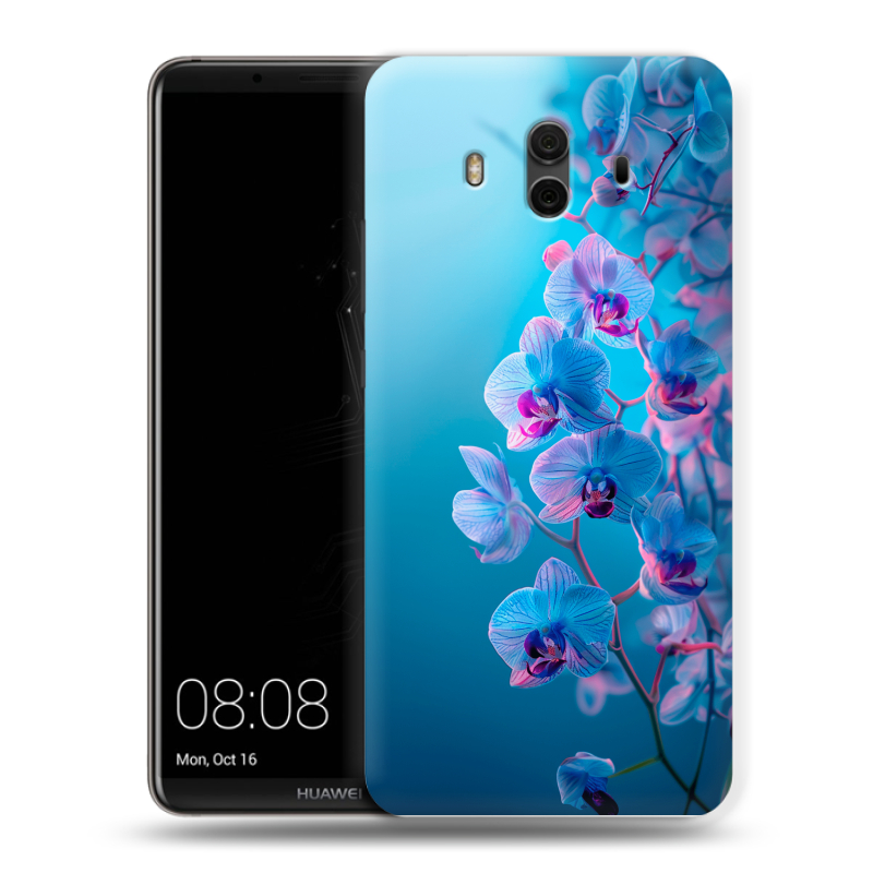 Силиконовый чехол на Huawei Mate 10 с принтом голубые орхидеи Силиконовый чехол на Huawei Mate 10 с принтом голубые орхидеи