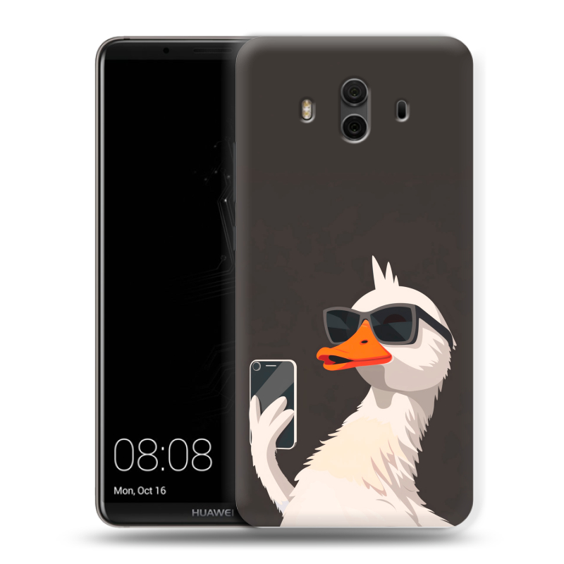 Пластиковый чехол на Huawei Mate 10 с принтом утка в очках Пластиковый чехол на Huawei Mate 10 с принтом утка в очках