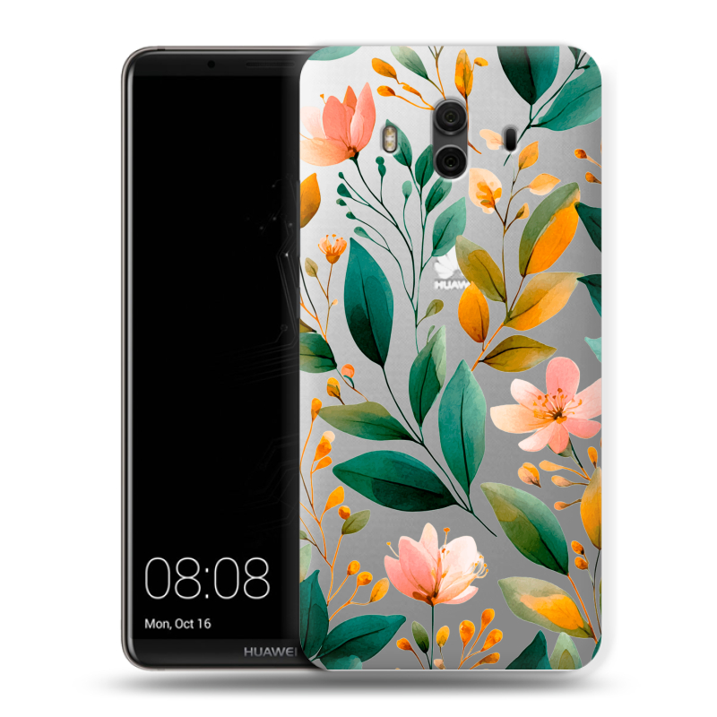 Силиконовый чехол на Huawei Mate 10 с принтом Цветы паттерн Силиконовый чехол на Huawei Mate 10 с принтом Цветы паттерн