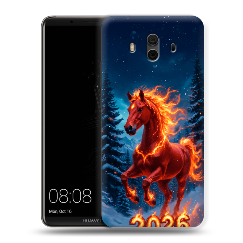 Силиконовый чехол на Huawei Mate 10 с принтом Новый год коня Силиконовый чехол на Huawei Mate 10 с принтом Новый год коня