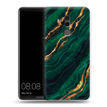 Силиконовый чехол на Huawei Mate 10 Pro с принтом Мрамор зеленое золото Силиконовый чехол на Huawei Mate 10 Pro с принтом Мрамор зеленое золото