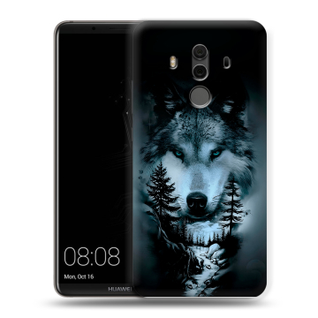 Силиконовый чехол на Huawei Mate 10 Pro с принтом Лесной волк