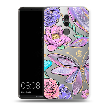 Силиконовый чехол на Huawei Mate 10 Pro с принтом Бабочки и цветы Силиконовый чехол на Huawei Mate 10 Pro с принтом Бабочки и цветы