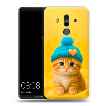 Силиконовый чехол на Huawei Mate 10 Pro с принтом Котенок в шапке Силиконовый чехол на Huawei Mate 10 Pro с принтом Котенок в шапке