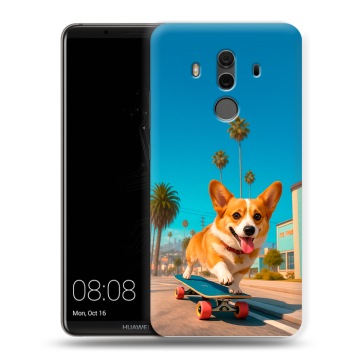 Силиконовый чехол на Huawei Mate 10 Pro с принтом Корги на скейте