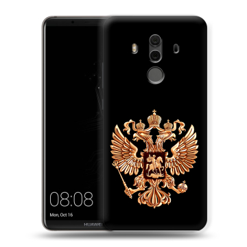 Силиконовый чехол на Huawei Mate 10 Pro с принтом Герб России золотой