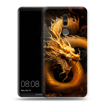Силиконовый чехол на Huawei Mate 10 Pro с принтом Золотой дракон
