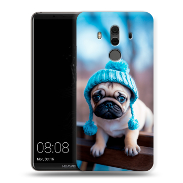 Силиконовый чехол на Huawei Mate 10 Pro с принтом Мопс в шапке Силиконовый чехол на Huawei Mate 10 Pro с принтом Мопс в шапке