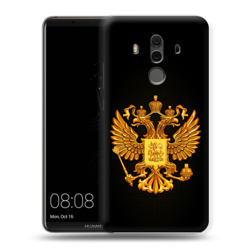Силиконовый чехол на Huawei Mate 10 Pro с принтом Герб России желтый