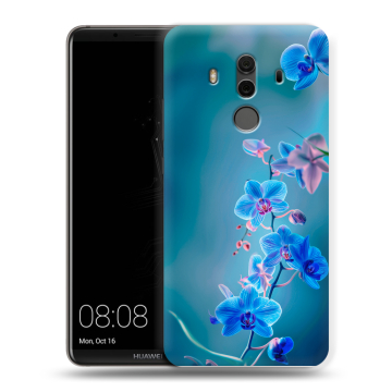 Силиконовый чехол на Huawei Mate 10 Pro с принтом Голубые цветы