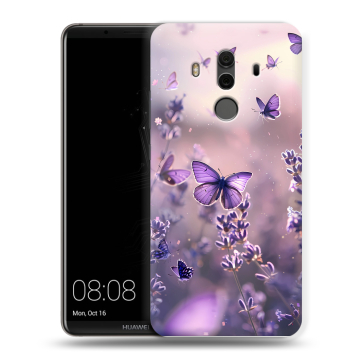 Силиконовый чехол на Huawei Mate 10 Pro с принтом бабочки и лаванда