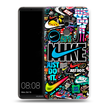 Силиконовый чехол на Huawei Mate 10 Pro с принтом найк nike черный