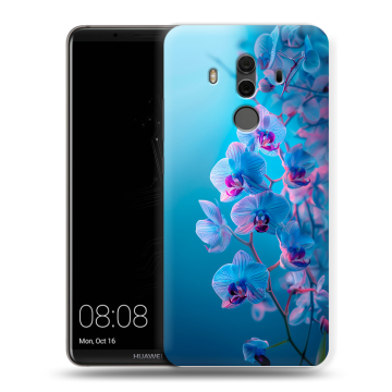 Силиконовый чехол на Huawei Mate 10 Pro с принтом голубые орхидеи Силиконовый чехол на Huawei Mate 10 Pro с принтом голубые орхидеи