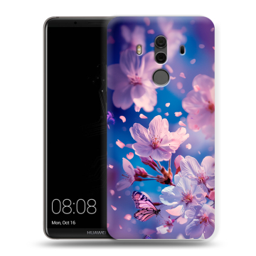 Силиконовый чехол на Huawei Mate 10 Pro с принтом цветы бабочки Силиконовый чехол на Huawei Mate 10 Pro с принтом цветы бабочки