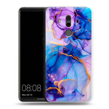Силиконовый чехол на Huawei Mate 10 Pro с принтом синий мрамор