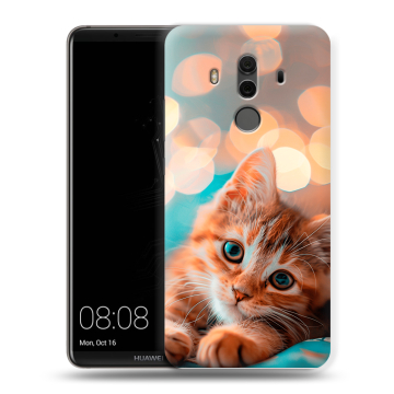Силиконовый чехол на Huawei Mate 10 Pro с принтом котик Силиконовый чехол на Huawei Mate 10 Pro с принтом котик